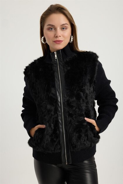 Plush Sleeves Knitwear Coat