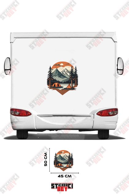 Camping by Mountain and Lake Visual Caravan Sticker Decoration
