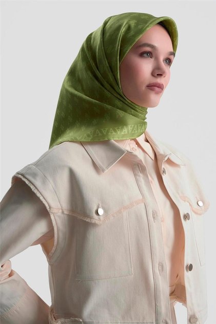 Monogram Patterned Pure Silk Twill Scarf 9412D 90