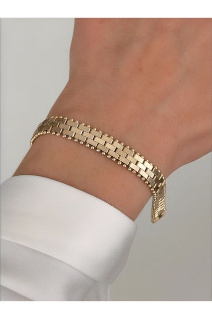 Kadın XUPİNG Sütun Sıra Yansımalı Soft Rose-gold Bileklik 17 cm