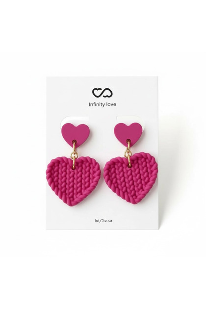 Women's Clip-On Earrings Without Holes - Mesh Look Heart Earrings