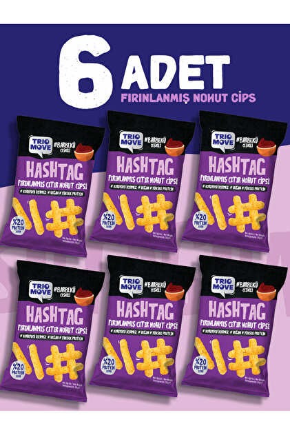 TrioMove Hashtag Fırınlanmış Nohut cipsi Barbekü Çeşnili (6 Adet
