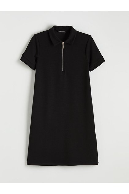 Lcwaikiki Classic Black Polo Neck Soft Touch Dress