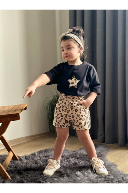 Leopard Gabardine 2-Piece Shorts Set