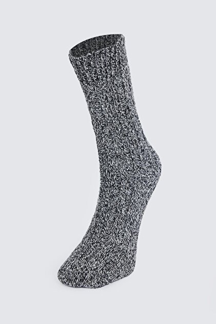 Men's Patterned Knitted Gray Socks
