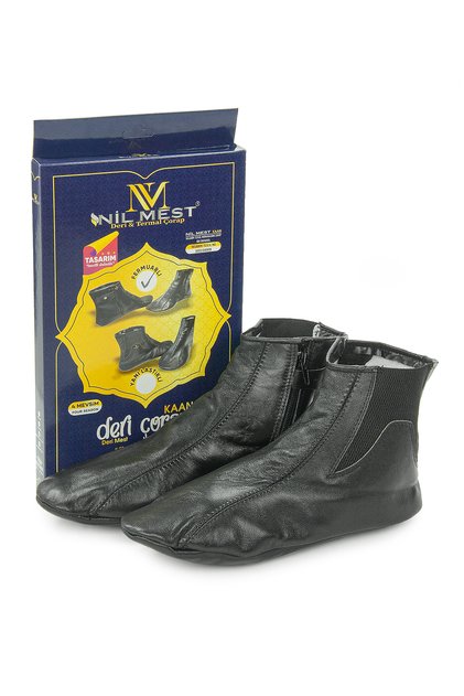 Practical Zippered, Breathable, Waterproof Leather Mest Socks Black