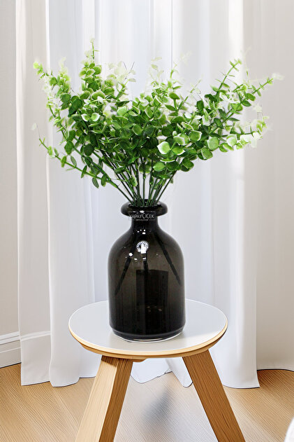 Plantă artificială 5 ramuri de eucalipt 40 cm verde - alb