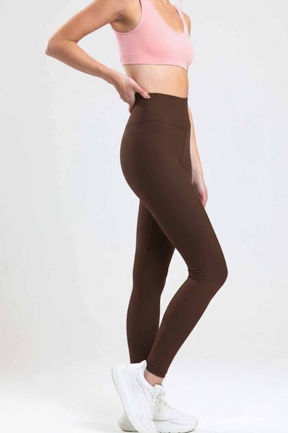 High Waist Diving Fabric Shaping / Sculpting Coffee Color Leggings Casual/ Sports Gym
