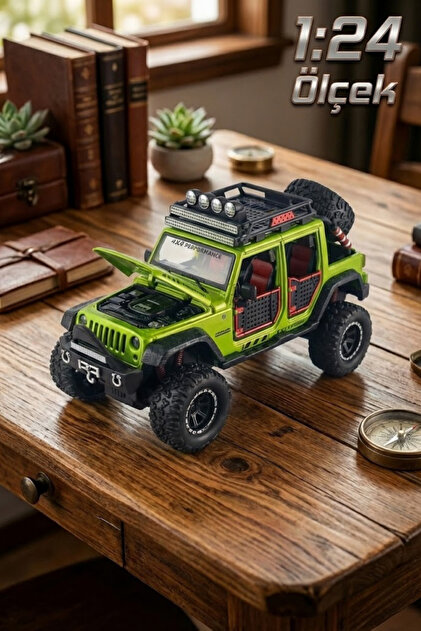 いっちゃページ craftivio 1:24 Ölçek Metal Off-Road Jeep Yeşil - Sesli Işıklı Çek