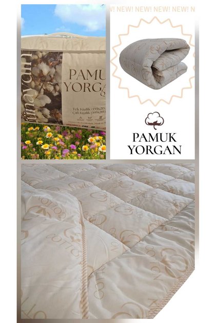 Günaydın Pamuk Yorgan , Pamuk Kumaş Yıkanabilir Doğal , 1.kalite , Lüx , Tek kişilik