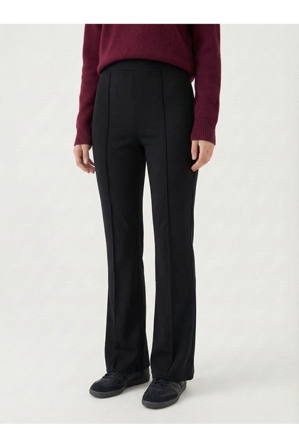 Flared Leg Scuba Trousers-Black