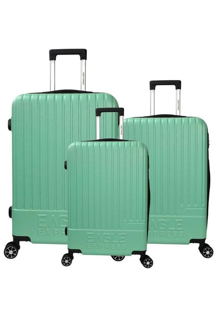 Fusion 3-Piece ABS Hard Luggage Set - Light Green + Free Cover & 1-Year