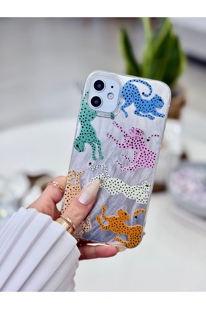 iPhone 11 Compatible Shine Colorful Leopard Gradient Shiny Silicone Protective Case