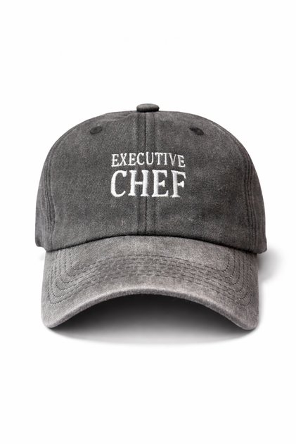 Executive Chef Embroidered Distressed Washed Hat Cap
