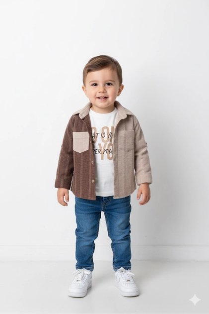 Boys' Casual 3-Piece Set - Roll-Up Sleeve Shirt, %100 Cotton T-Shirt and Adjustable Waist Je