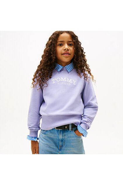 Crew Neck Çocuk Mavi Sweatshirt
