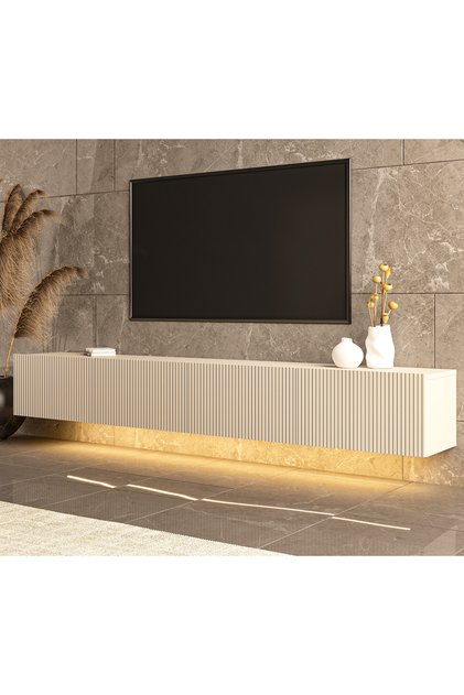 Assos 240cm Günışığı Led Işıklı Tv Sehpası, Tv Ünitesi, Duvar Ünitesi
