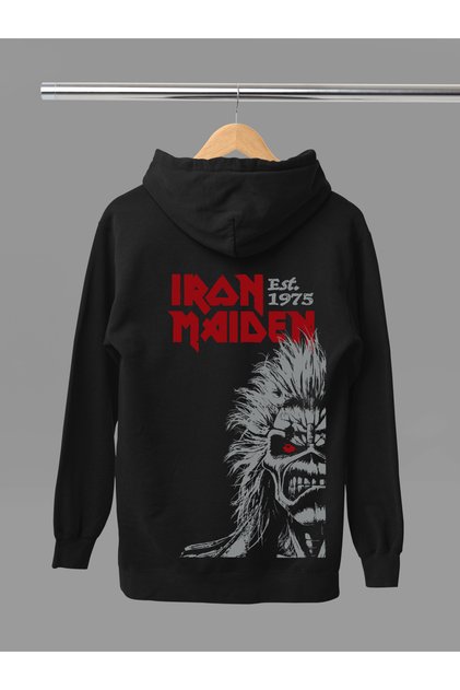 Iron Maiden New Season Printed Cotton Long Sleeve Fleece-Lined 3 Yarn Hooded Rock Sweatshirt