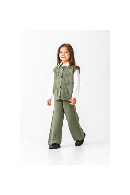 Girls' Knitted 2-Piece Y Vest Set Tricot Set