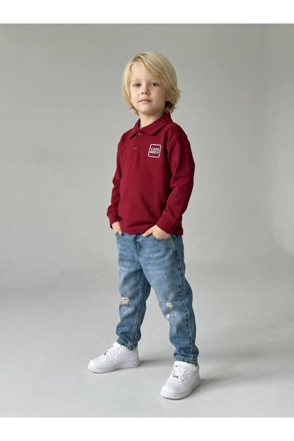 Polo Neck T-Shirt Jean Denim Set