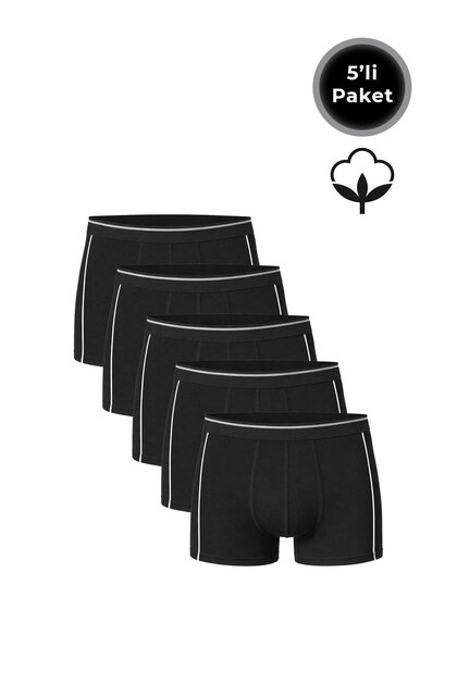 Pachet de 5 boxeri pentru bărbați din bumbac și lycra | Negru K11314