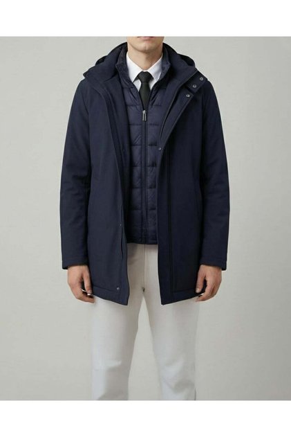 Italian style s Slim Fit men's puffer jacket navy blue t14783