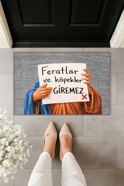 Modern Digital Print Doormat - Ferhatlar and Dogs Not Allowed - Front Door Mat