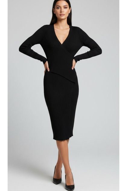 Kruveze Collar Stylish Knitwear Dress