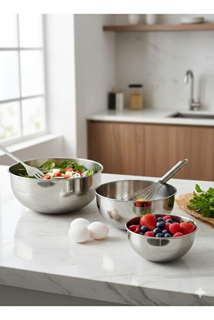 Eforeca Profesyonel 3'lü Paslanmaz Çelik Karıştırma ve Hazırlık