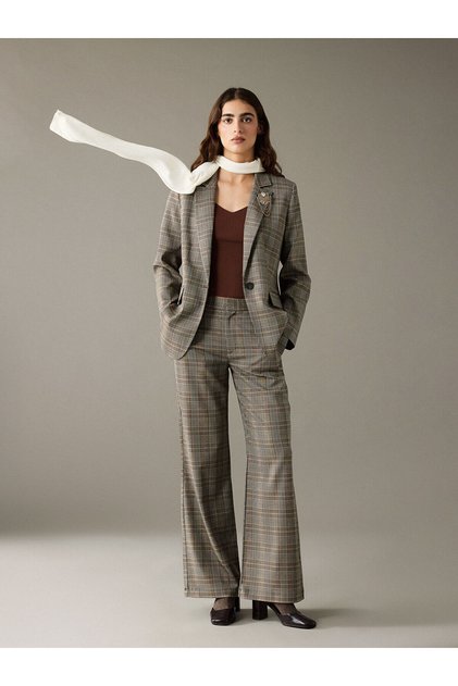 Lcw Vision Standard Fit Plaid Women's Trousers