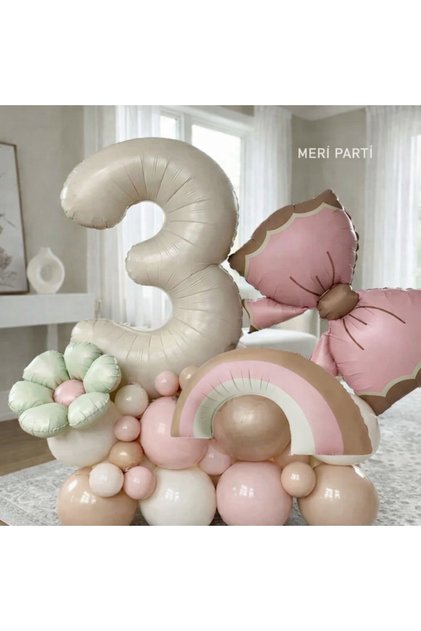 Pastel Bow & Rainbow Balloon Set – Birthday Decoration Concept for Ages 1-9
