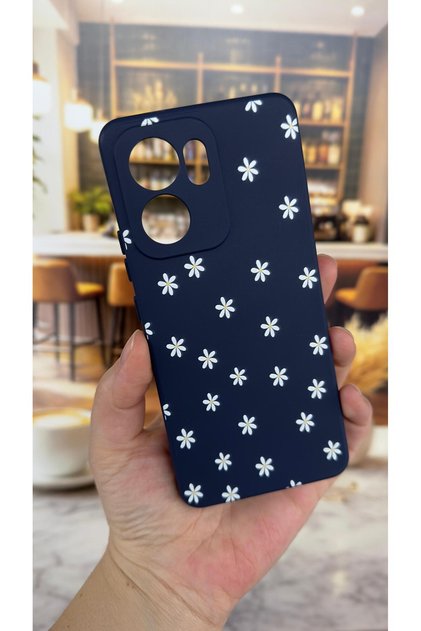 Oppo Reno 13 F Compatible Mini Daisy Patterned Silicone Shock-Absorbing Classic Protective Rubber Case
