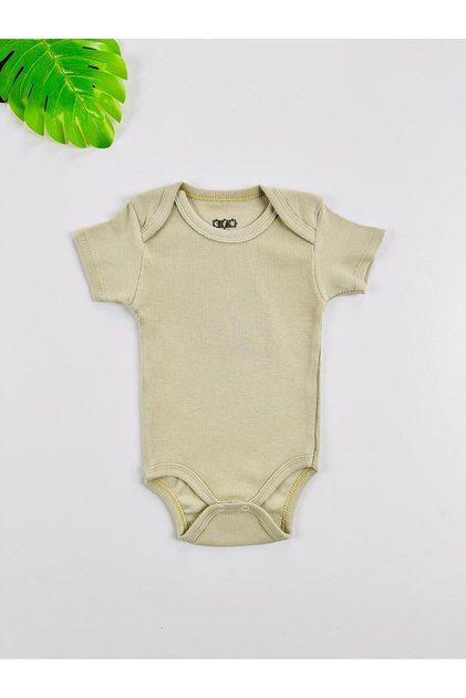 Single 100% Cotton Unisex Flexible Short Sleeve Ribbed Knit Baby Bodysuit
