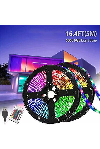 Banda Led Rgb Pentru Iluminare, Cu Banda Adeziva Si Telecomanda, 5 Metri