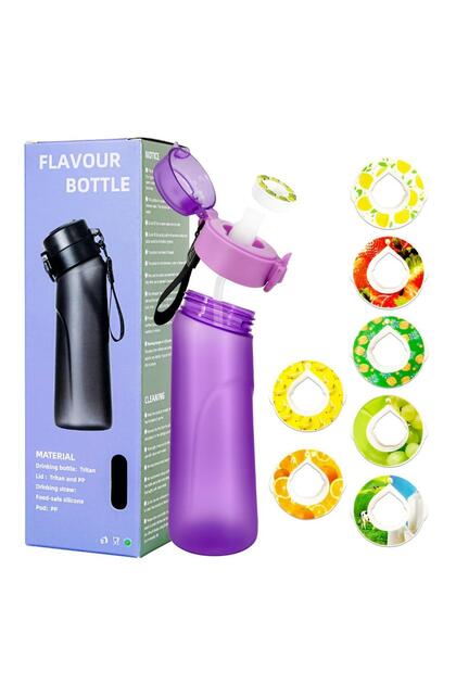 Sticlă aromată, Tritan, rezistentă la căderi, 650 ml, cu 7 capsule cu arome diferite