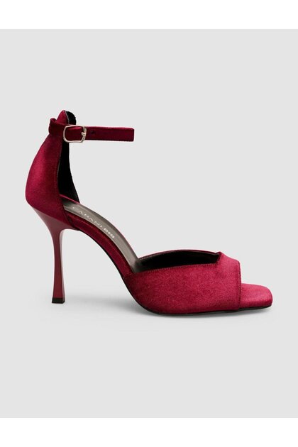Bodro Velvet Ankle Buckle Heeled Women's Shoes