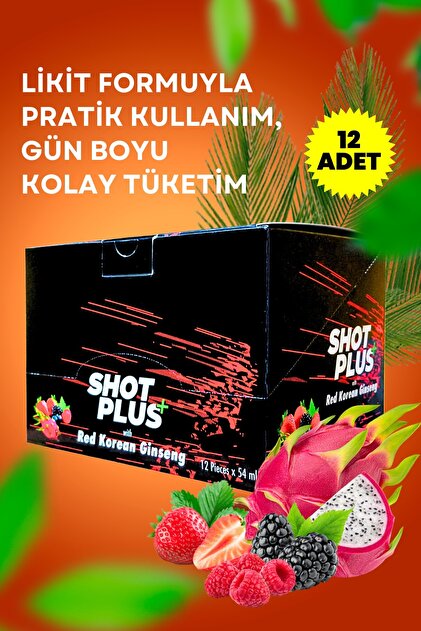SHOT PLUS KIRMIZI GİNSENGLİ KARIŞIK MEYVE AROMALI İÇECEK 54 ML 12