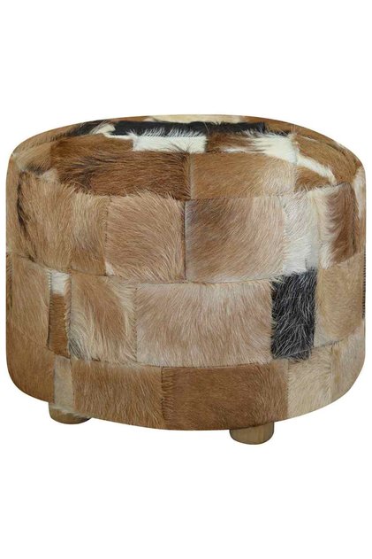 Pouffe Goatskin Leather Round 50x50x45 cm