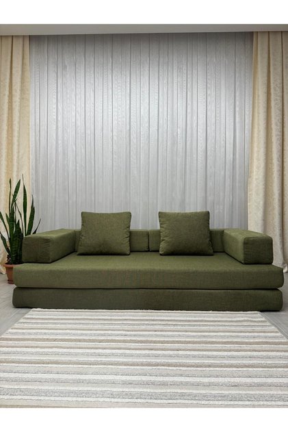 Canapea Extensibilă Verde, Tip Saltea, Modernă, Ideală pentru Dormit Zilnic