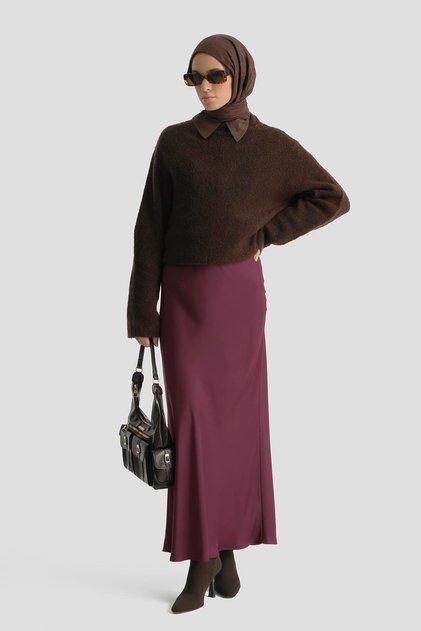 Satin Skirt Burgundy