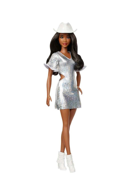 Barbie Baby Silver Color Sparkle Dress with Cowboy Hat and Boots Black Hair Hyt95- Trendyol Barbie Baby Silver Color Sparkle Dress with Cowboy Hat and Boots Black Hair Hyt95- Trendyol