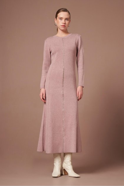 Women's Stone Detailed Knitwear Dress Lilac 25253