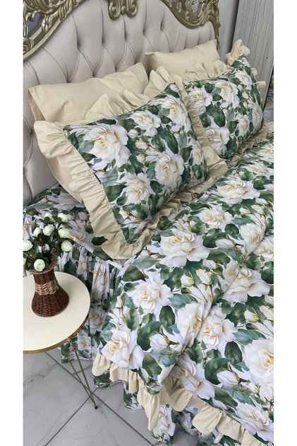 5D Double Size Bedding Set with Skirt, Fluffy Sheets and Duvet Cover, Full Set of 6 Pieces Bedding Set