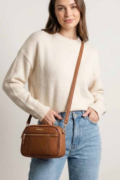 Women's 4-Compartment Functional Crossbody Shoulder Bag (Length 16 cm X Width 25 cm Depth 9 cm)