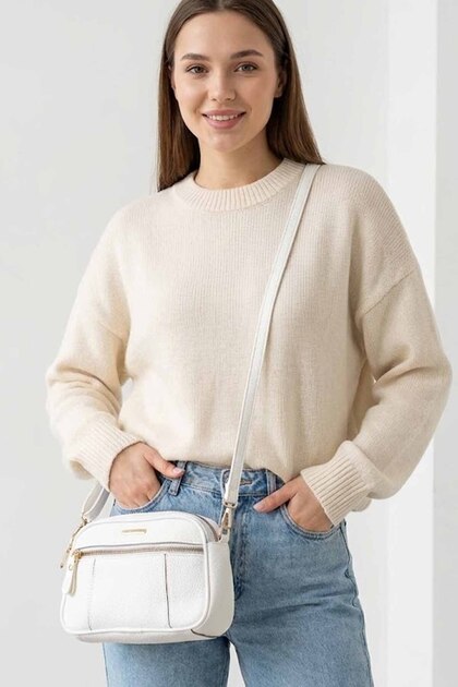 Women's 4-Compartment Functional Crossbody Shoulder Bag (Length 16 cm X Width 25 cm Depth 9 cm)