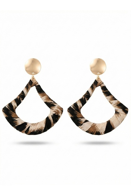 Leopard Patterned Geometric Dangle Women's Earrings I Special Boxed