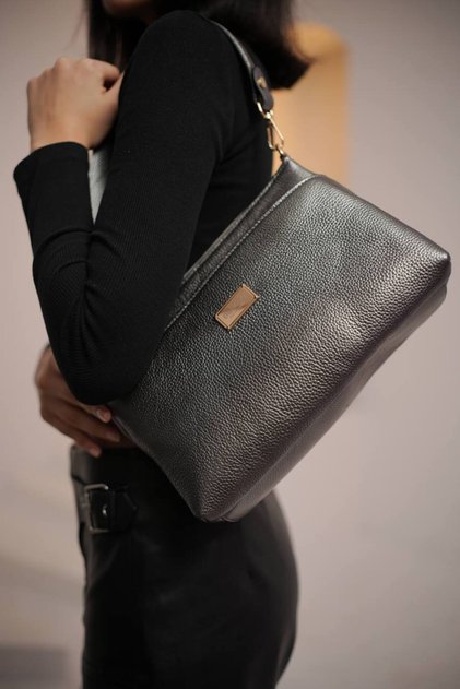 Genuine Leather Both Handbag and Crossbody Bag Oxnova Model