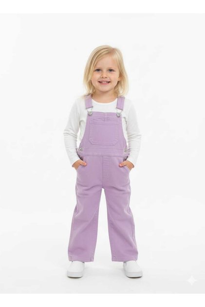 Baby Girl-Child Adjustable Hook Strap Bag and Cargo Pocket Pack Elastic Slit Leg Jeans Salopet