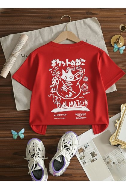 Dual Match Printed 100% Cotton Crew Neck Premium Tshirt for Kids