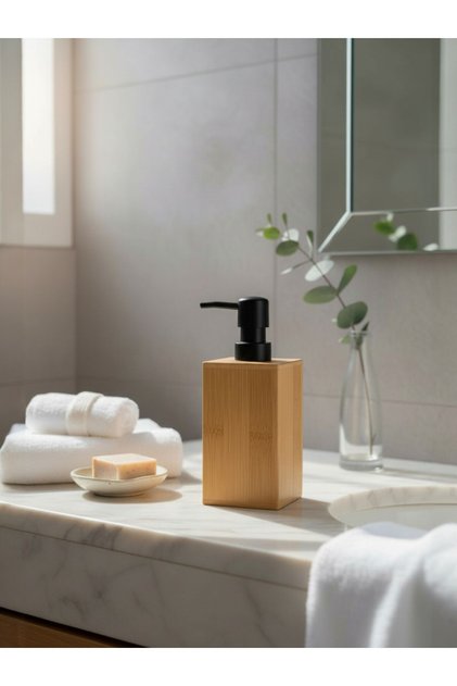 Bamboo Liquid Soap Dispenser Modern Wooden Design Stylish Soap Dispenser for Bathroom & Kitchen